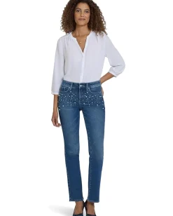 Jeans|NYDJ Marilyn Straight Faux Pearl Jeans in Lake Notre-Dame