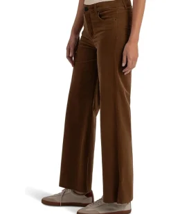 KUT from the Kloth Jeans<Meg High-Rise Fab Ab Wide Leg Raw Hem-Long Inseam in Cognac