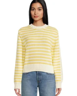 Sweaters|Michael Stars Merle Striped Crew Neck Sweater Lemonade
