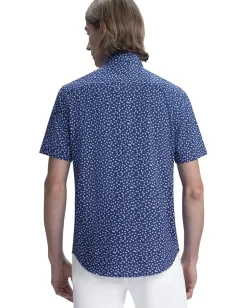 Activewear|BUGATCHI Miles Short Sleeve Shirt in Floral Print Ooohcotton Navy