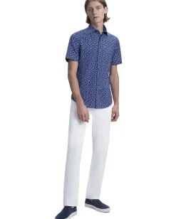 Activewear|BUGATCHI Miles Short Sleeve Shirt in Floral Print Ooohcotton Navy