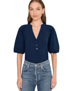 Madewell Mixy V-Neck Puff Tee Midnight Navy Discount