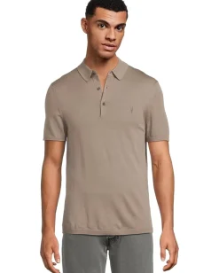Activewear|AllSaints Mode Merino Short Sleeve Polo Chestnut Brown