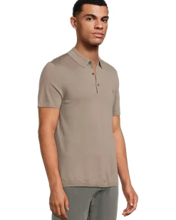 Activewear|AllSaints Mode Merino Short Sleeve Polo Chestnut Brown