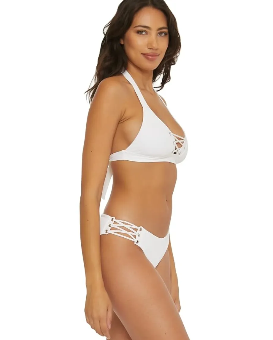 BECCA Swimwear|Swimsuits & Cover-Ups<Modern Edge Rib Daniella Corset Side Hipster White