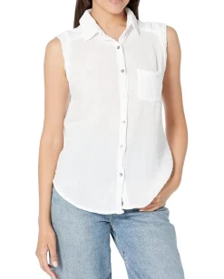 Women Michael Stars Monique Button-Down Tank