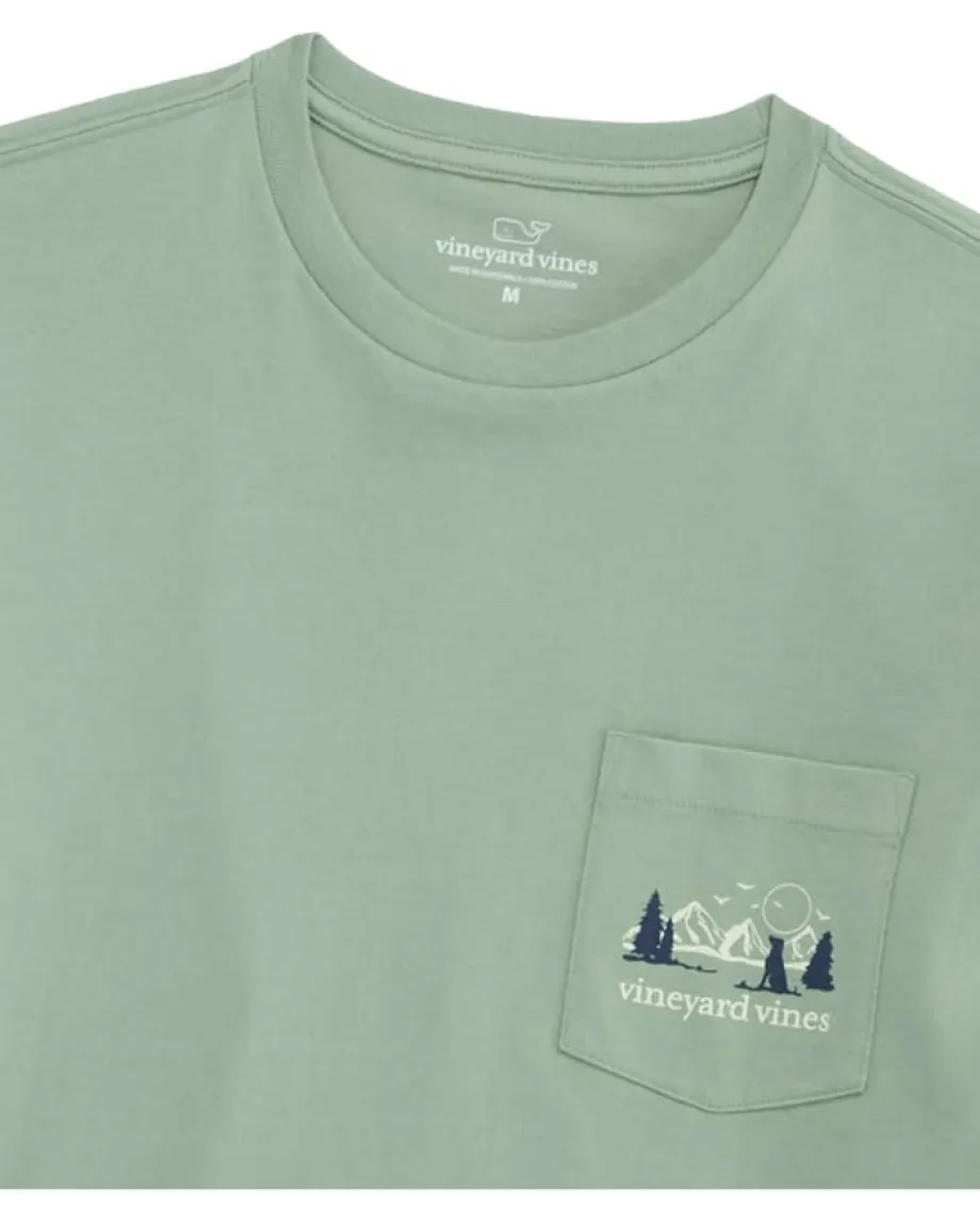 Vineyard Vines Activewear|T-Shirts<Mountain Dog Long Sleeve Pocket Tee Dune Grass