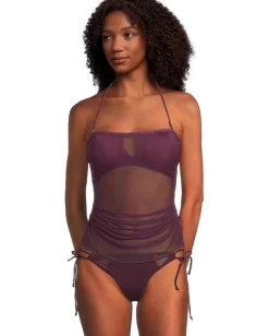 Women BECCA Muse Hadlee Bandeau Mesh Overlay Tankini Top