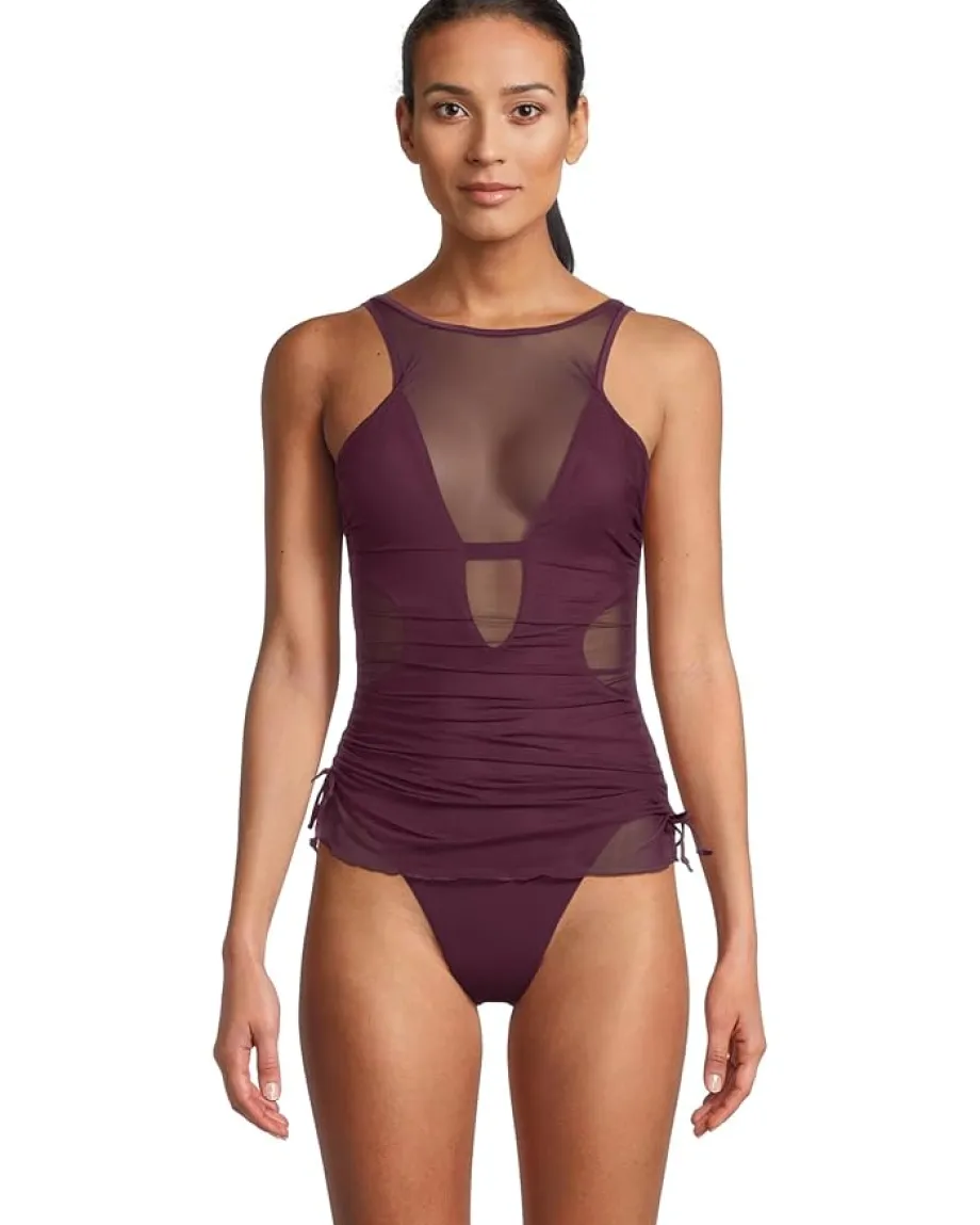 Women BECCA Muse Macie High Neck Mesh Overlay One Piece