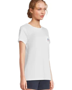 Women Vineyard Vines New Flag Whale Short Sleeve Pocket Tee