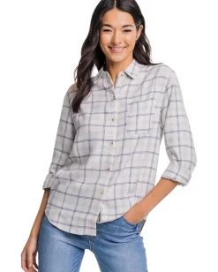 Southern Tide Niki Chilly Morning Plaid Shirt Marshmallow