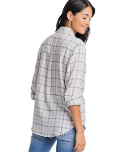 Southern Tide Niki Chilly Morning Plaid Shirt Marshmallow