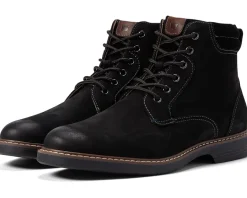 Boots|Florsheim Norwalk Plain Toe Lace-Up Boot Black Milled Nubuck