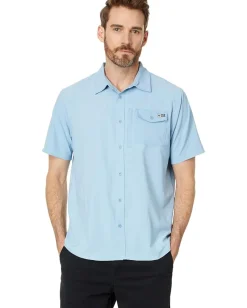 Activewear|Salty Crew Offshore Short Sleeve Tech Woven Marine Blue