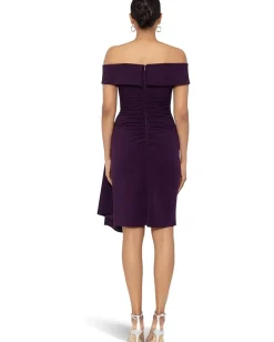 XSCAPE Off-the-Shoulder Scuba Crepe with Drape Mulberry Best