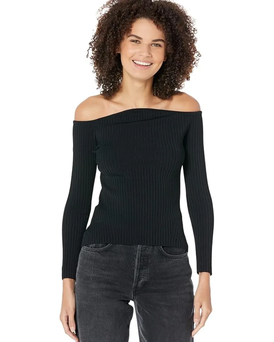 BCBGMAXAZRIA Sweaters<Off-the-Shoulder Sweater Black