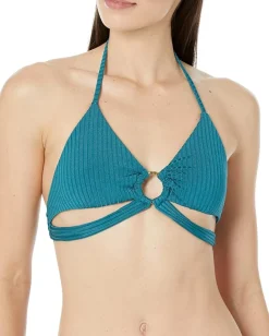 Trina Turk Swimwear|Swimsuits & Cover-Ups<Olympia Rib Ring Halter Top Ocean