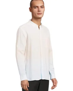 Activewear|Johnston & Murphy Ombre Linen Shirt Tan/Blue