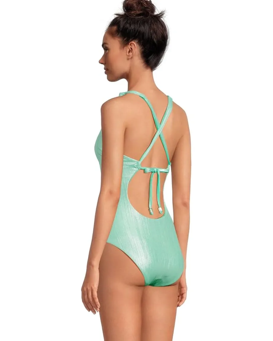 BECCA Swimwear|Swimsuits & Cover-Ups<Oragami Textured Knotted One Piece Aqua Sea
