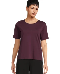 Women Eileen Fisher Organic Pima Cotton Jersey Round Neck Tee