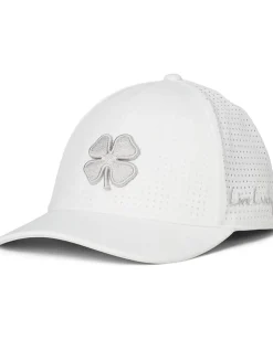 Black Clover Perf 14 Hat White Perforated Hat/3d Silver Clover Best