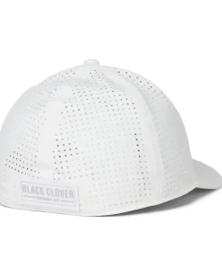 Black Clover Perf 14 Hat White Perforated Hat/3d Silver Clover Best