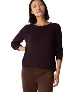 Eileen Fisher Sweaters<Peruvian Cotton Blend Bateau Neck Sweater Cassis