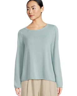 Women Eileen Fisher Peruvian Cotton Blend Bateau Neck Sweater