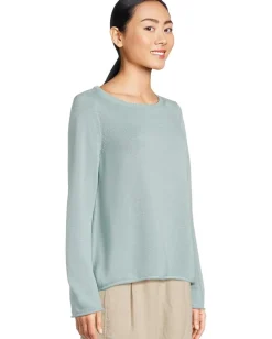 Women Eileen Fisher Peruvian Cotton Blend Bateau Neck Sweater
