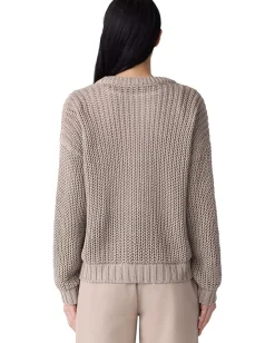 Eileen Fisher Peruvian Organic Cotton Cord Crew Neck Sweater Wheat Discount