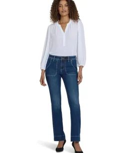 Jeans|NYDJ Petite Barbara Bootcut Rounded Utility Pocket Jeans in Dark Loire