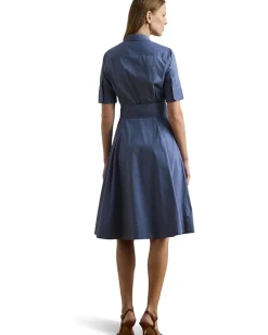 Dresses|Dresses|Lauren Ralph Lauren Petite Belted Cotton-Blend Shirtdress Capri Blue