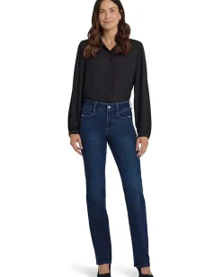Jeans|NYDJ Petite Marilyn Straight Paneled Jeans in Blacken Blue