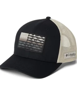 Columbia PFG Fish Flag Mesh Snap Back Black/Dark Stone Discount