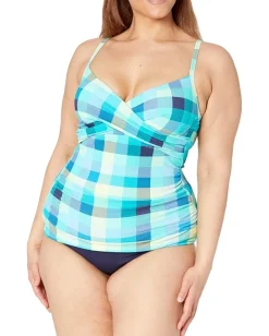 Swimwear|Swimsuits & Cover-Ups|BEACH HOUSE Picnic Plaid Christa Wrap Tankini Admiral