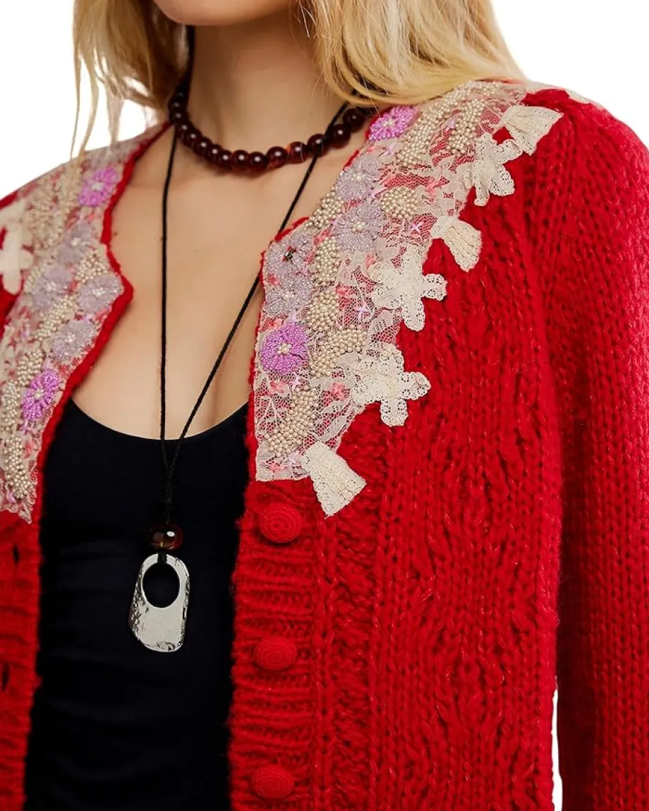 Free People Sweaters<Pixie Cardi Red