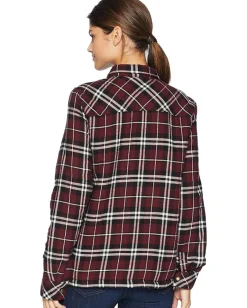 Shirts & Tops|Shirts & Tops|Volcom Plaid About You Long Sleeve Burgundy