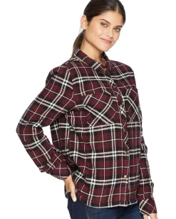 Shirts & Tops|Shirts & Tops|Volcom Plaid About You Long Sleeve Burgundy