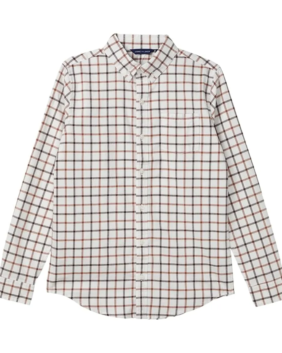 Janie and Jack Clothing<Plaid Twill Button Down Shirt (Toddler/Little Kid/Big Kid) Multicolor