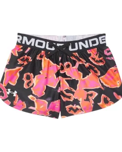 Under Armour Kids Play Up Printed Shorts (Big Kids) Black/Fluo Pink/White Hot