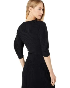 BCBGMAXAZRIA Pleated Sweater Top Black Outlet