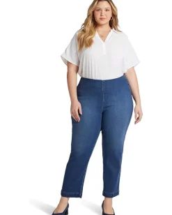 Jeans|NYDJ Plus Bailey Relaxed Straight Ankle Pull-On Jeans Missionblue