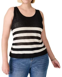 NIC+ZOE Shirts & Tops|Shirts & Tops<Plus Size Featherweight Striped Tank Black Multi