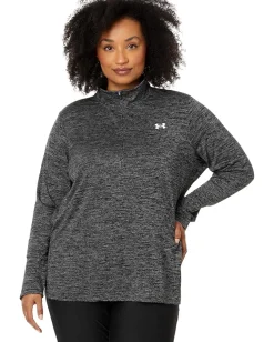Activewear|Shirts & Tops|Under Armour Plus Size Tech 1/4 Zip Twist Black/White