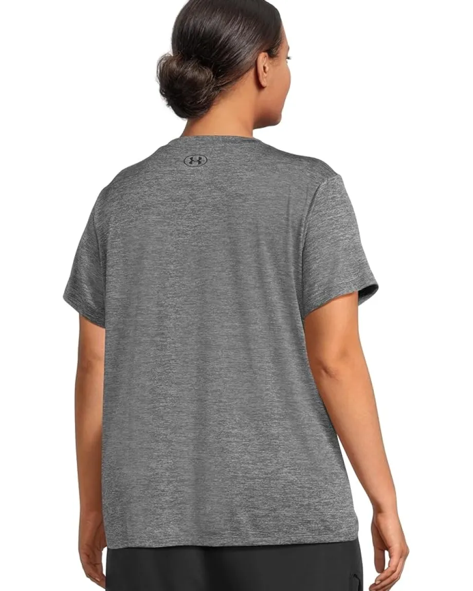 Activewear|Shirts & Tops|Under Armour Plus Size Tech Short Sleeve V-Neck Twist Castlerock/Black