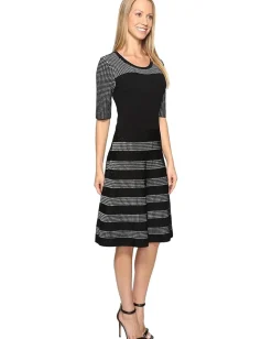 Calvin Klein Dresses|Dresses<Pointelle Fit and Flare Dress Black/White