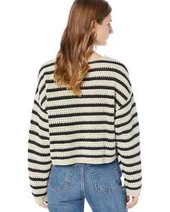 Lucky Brand Sweaters<Pointelle Stripe Sweater Black Peyote Stripe