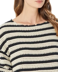 Lucky Brand Sweaters<Pointelle Stripe Sweater Black Peyote Stripe