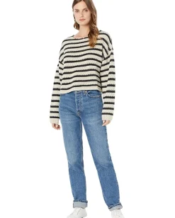 Lucky Brand Sweaters<Pointelle Stripe Sweater Black Peyote Stripe