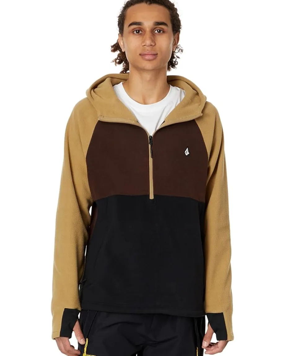 Volcom Snow Activewear<Polar Fleece Hooded 1/2 Zip Dark Khaki